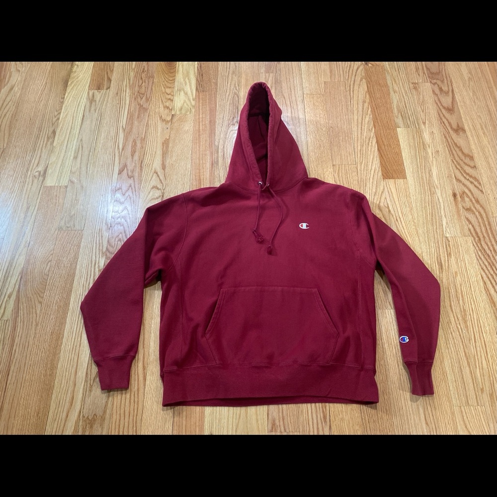 Champion Reverse Weave Hoodie Sz XL Maroon.
